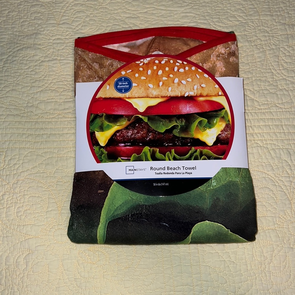 NWT Giant Hamburger Towel